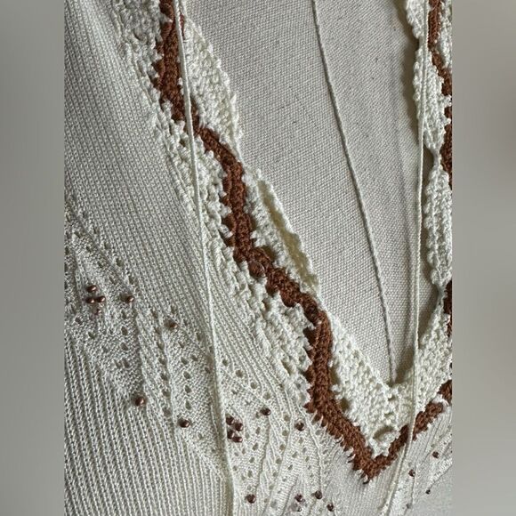 DAVID MEISTER Beaded Embellished Knit Top V-Neck Tank Blouse Size L - Picture 13 of 16